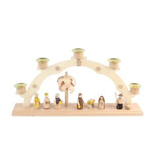 Wooden Straco Christmas Nativity Scene Arched 5-Candle Holder Made in Germany